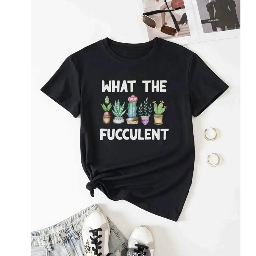 "What the Fucculent" Plant T - Shirt Size XL